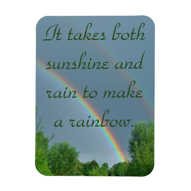 Sunshine & Rain macht ein Regenbogensprichwort Magnet (Vertikal)
