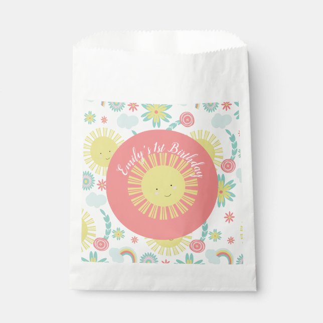 Sunshine Rainbow Floral Geburtstag Geschenktütchen (Vorderseite)