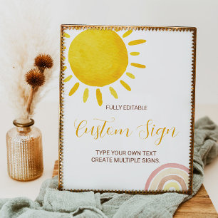 Sunshine Rainbow Groovy 1. Geburtstag Benutzerdefi Poster