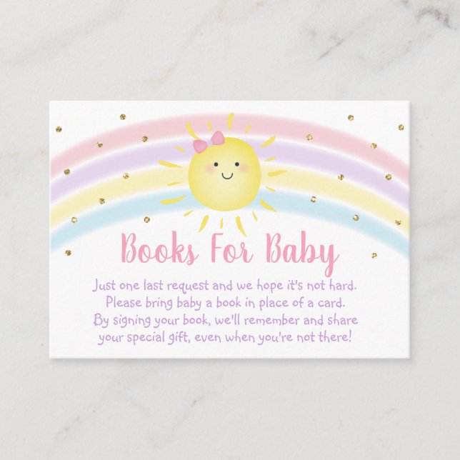 Sunshine Rainbow Pink Gold Baby Buy Request Begleitkarte (Vorderseite)