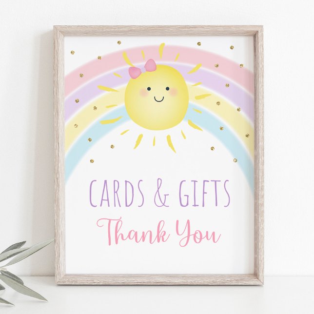 Sunshine Rainbow Pink Gold Cards & Gifts Zeichen Poster (Von Creator hochgeladen)