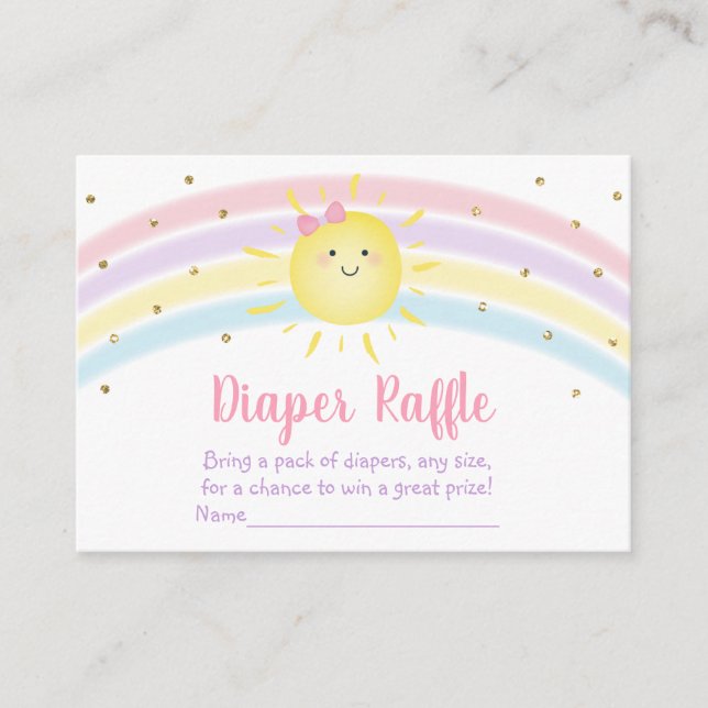 Sunshine Rainbow Pink Gold Diaper Raffle Begleitkarte (Vorderseite)