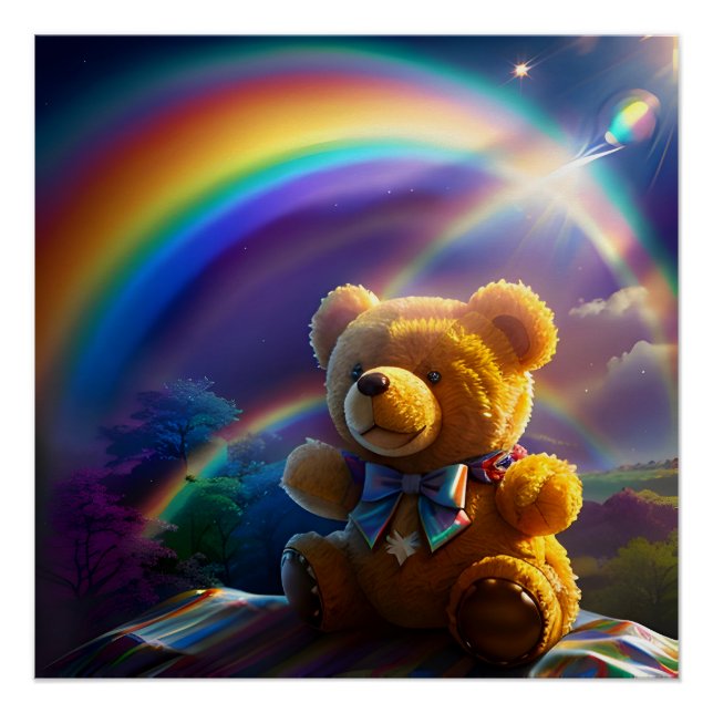 Sunshine Rainbow Teddy Bear Wonderland Poster (Vorderseite)