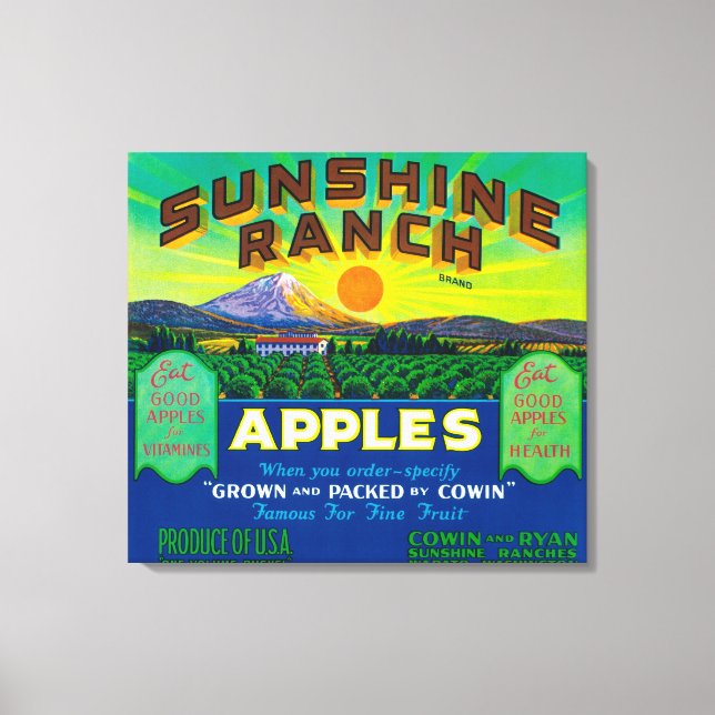 Sunshine Ranch Apple Label - Wapato, WA Leinwanddruck (Vorderseite)