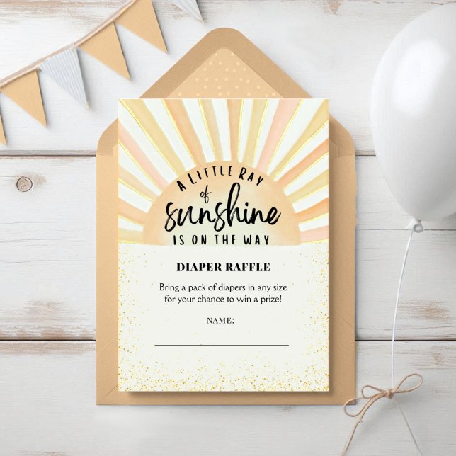 Sunshine Retro Summer Beach Baby Diaper Raffle Begleitkarte (Von Creator hochgeladen)