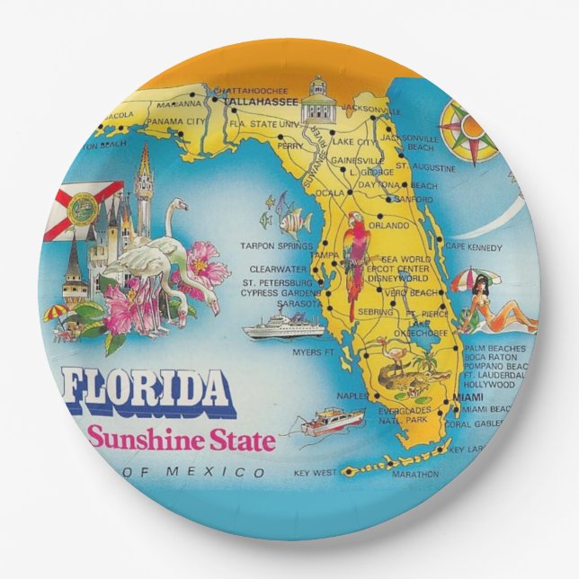 Sunshine Staat - Florida Pappteller (Vorderseite)