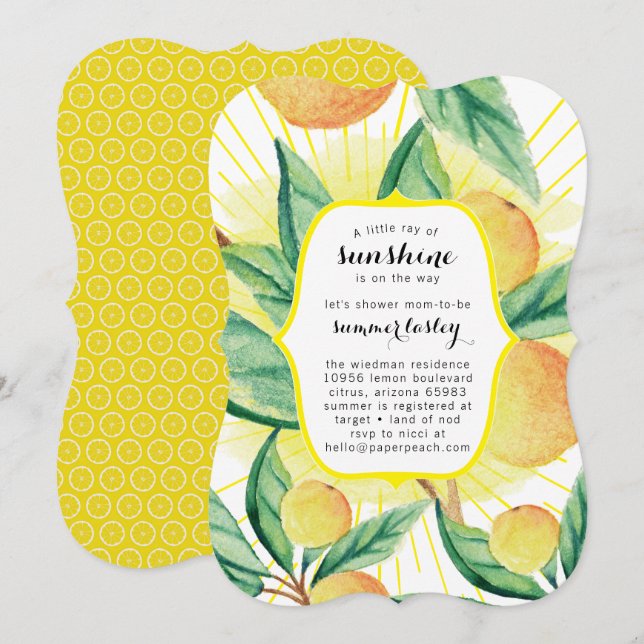 Sunshine Summer Baby Shower Einladungen (Vorne/Hinten)