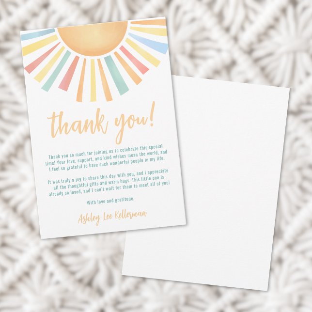 Sunshine Sun Baby Dusche Dankeskarte (Sunshine Sun Baby Shower Thank You Card)