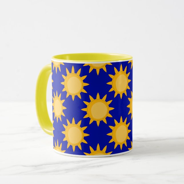 Sunshine Sun Pattern Design On Blue  Tasse (Vorderseite Links)