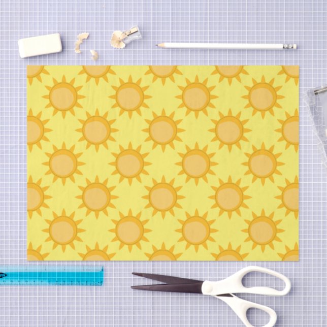 Sunshine Sun Pattern Design On Yellow  Seidenpapier (Handwerk)