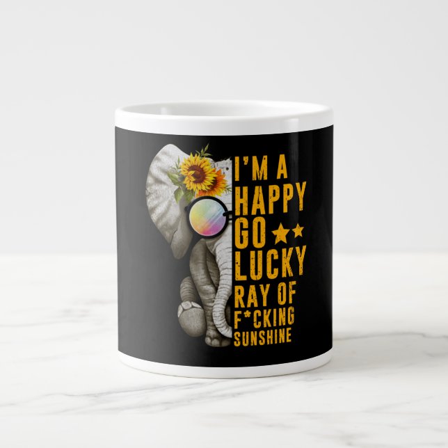 Sunshine Sunflower Positive Quote Elephant Jumbo-Tasse (Vorderseite)