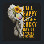 Sunshine Sunflower Positive Quote Elephant Quadratische Wanduhr<br><div class="desc">Sunshine Sunflower Positive Quote Elephant</div>