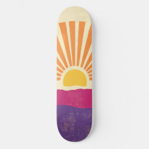 Sunshine Sunrise Retro 70er Boho Yellow Lila Skateboard