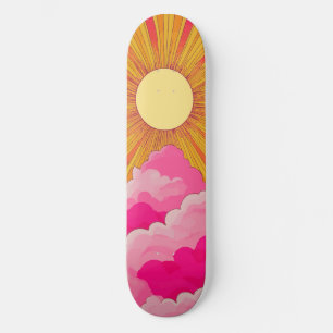 Sunshine Sunrise Retro 70er Boho Yellow Pink Skateboard