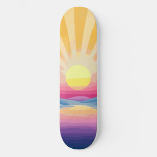 Sunshine Sunset Retro 70er Boho Skateboard