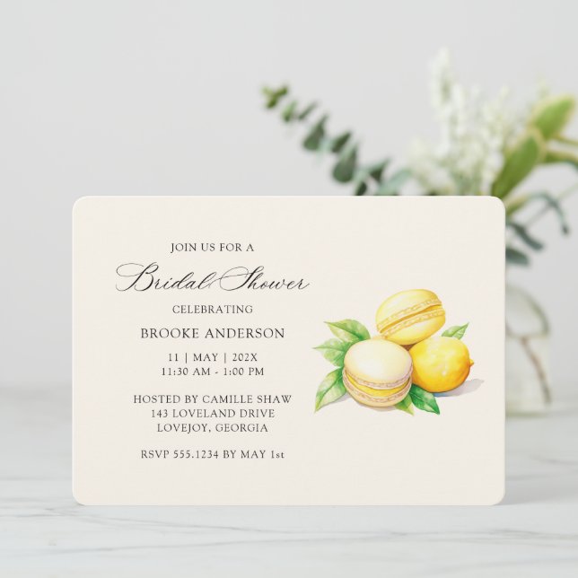 Sunshine & Süßigkeiten Einladung Lemon Bridal Dusc (Stehend Vorderseite)