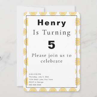 Sunshine Theme Geburtstag Einladung