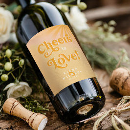 Sunshine Typografy Wedding Cheers Orange ID1048 Weinetikett