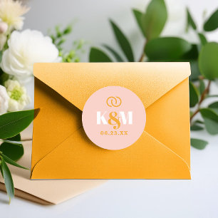 Sunshine Typografy Wedding Rings Pink ID1048 Runder Aufkleber