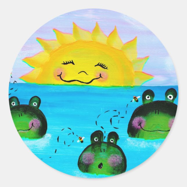 SUNSHINE und Froschsticker Runder Aufkleber (Vorderseite)