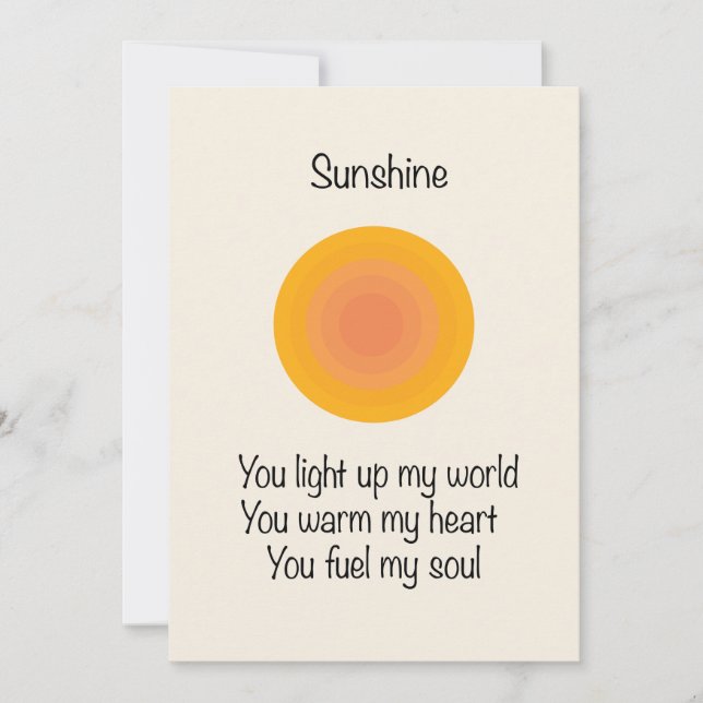 Sunshine Valentine Postcard Feiertagskarte (Vorderseite)