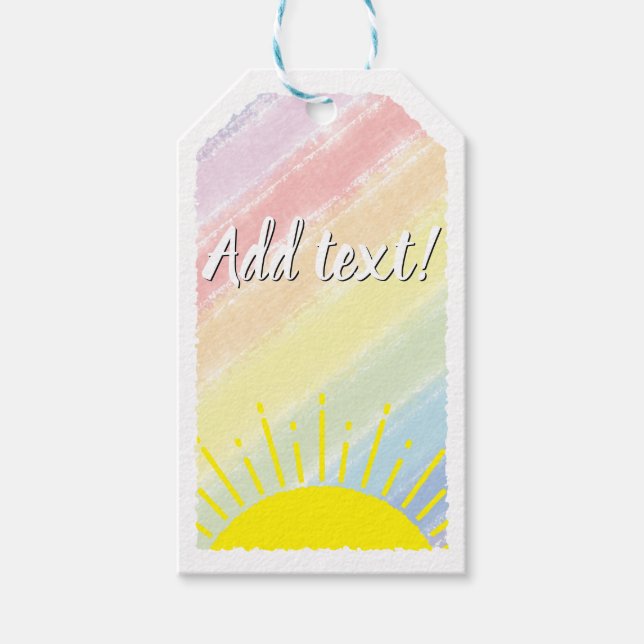 Sunshine Watercolor Baby Dusche Pastel Rainbow Geschenkanhänger (Vorderseite)