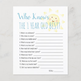 Sunshine Wer weiß 1yo Bestes 1. Geburtstag Spiel