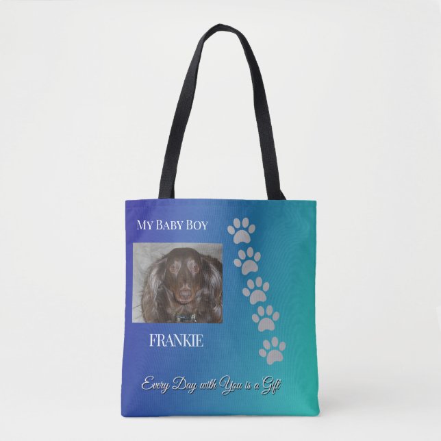 Sunshine wrapped in Fur-Navy/Teal Pet Tribute Tasche (Vorderseite)