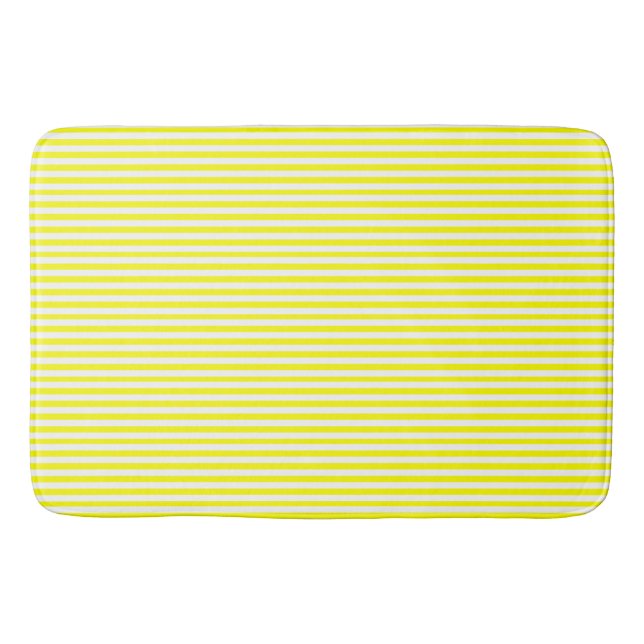 Sunshine Yellow and White Striped Badematte (Vorderseite)