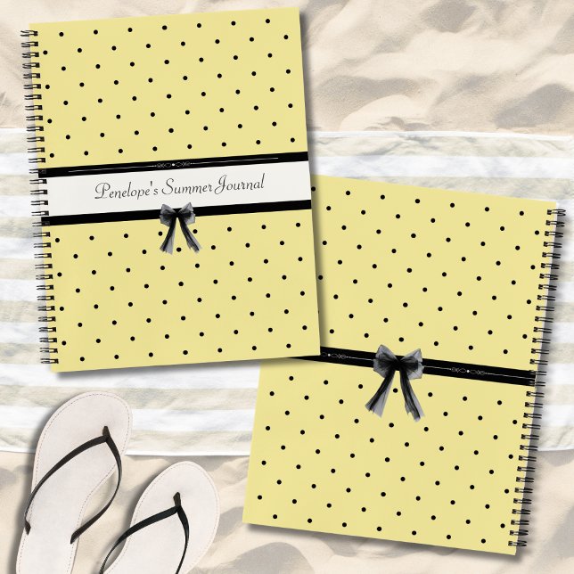 Sunshine Yellow Chic Summer Vacation Journal Notizbuch (A complete view of the chic yellow polka dot design, wrapping your memories in boutique style.)