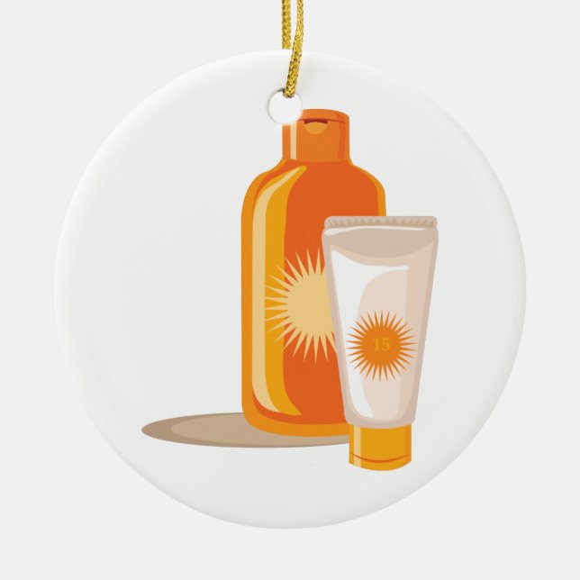 Suntan Lotion Keramik Ornament (Vorne)