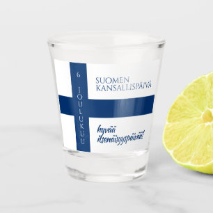 Suomen Kansallispäivä Flag zum Finnischen National Schnapsglas