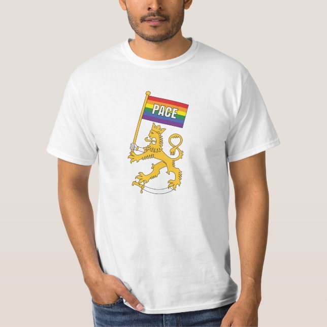 Suomenleijona + Schritt-rauhanlippu, t-paidat T-Shirt (Vorderseite)