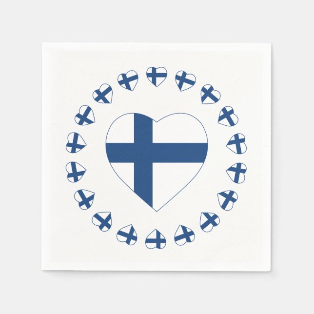 SUOMI FINLAND HERZFORM FLAG SERVIETTE (Vorderseite)
