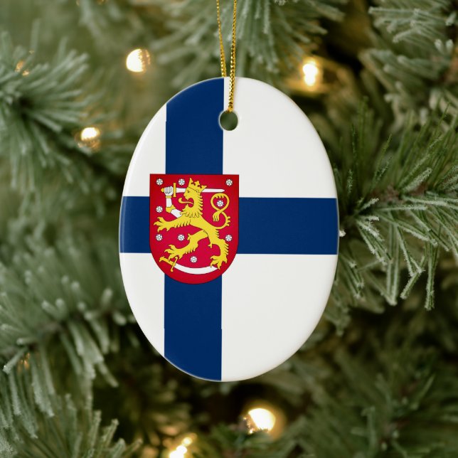 Suomi Flag Keramik Ornament (Baum)