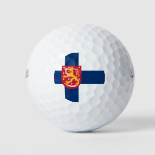 Suomi-Flagge mit überlagerten Wappen Golfball