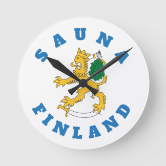 Suomileijona - Sauna-Finnland - seinäkello Runde Wanduhr