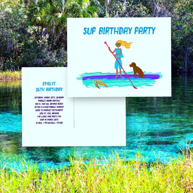 SUP Ado Girl Anniversaire Fête Invitation Carte po (Créateur téléchargé)