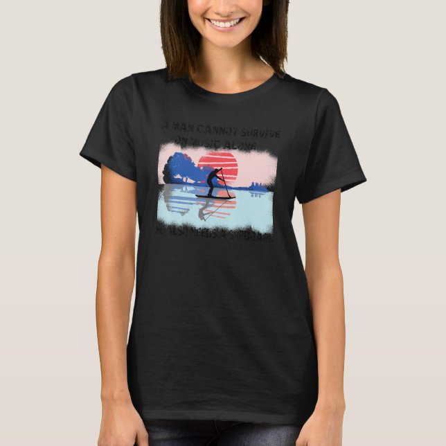 SUP and Guitar Music Surfing Stand Up Paddle Surf  T-Shirt (Vorderseite)
