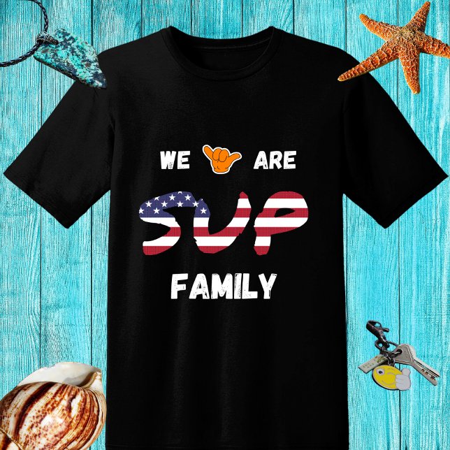 SUP Familiendesign mit US-Flagge und Shaka Hand T-Shirt (Von Creator hochgeladen)