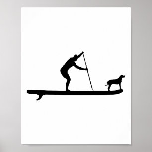 Sup Hund Stand Up Paddle Board Paddling Surf Surfi Poster
