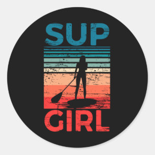 SUP Mädchen Stand Up Paddling Surfbrett Surfen Runder Aufkleber