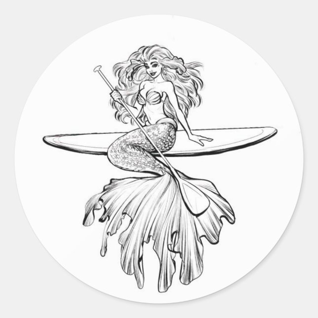 SUP Mermaid Aufkleber (Vorderseite)