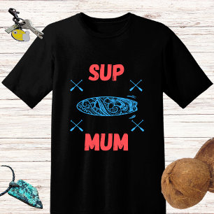 SUP Mum - Paddelbrett aufstehen, blau und rosa T-Shirt