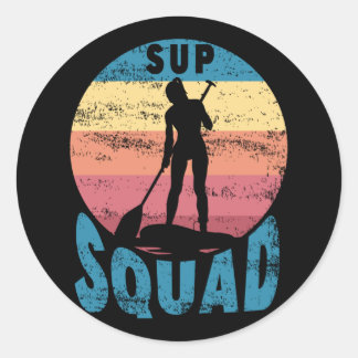 SUP Squad Stand Up Paddle Board Vintag Runder Aufkleber