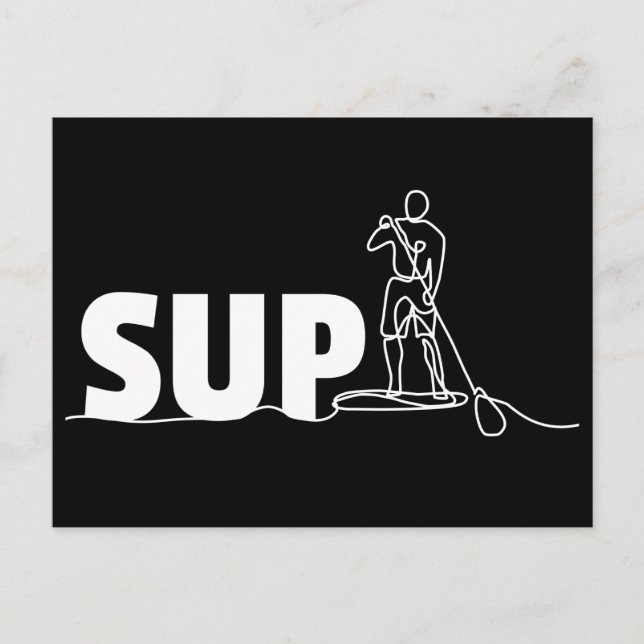 SUP Stand Up Paddel 1 Line Art Postkarte (Vorderseite)