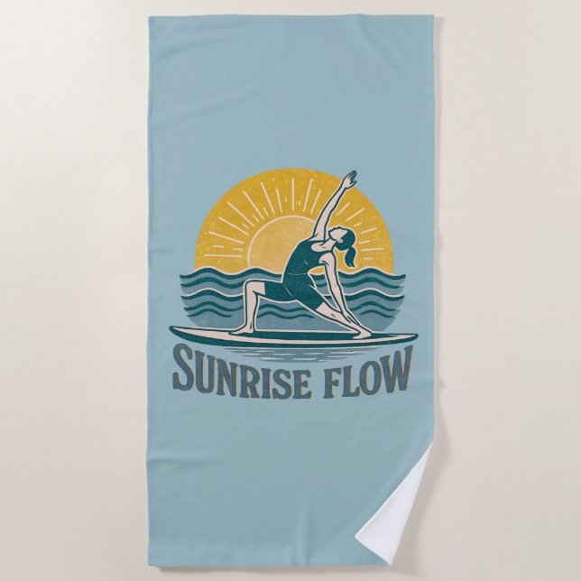 SUP Sunrise Flow Paddleboard Yoga | Blue Graphic Strandtuch (Vorderseite)