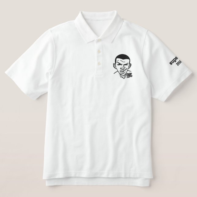 SUPA COOL MAN - WHITE POLO SHIRT (Design Vorderseite)