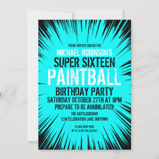 Super 16 Paintball-Party Einladungen