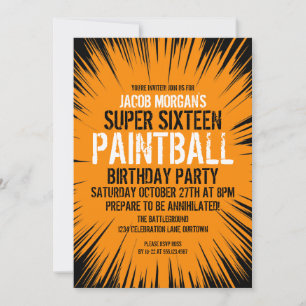 Super 16 Paintball-Party Einladungen
